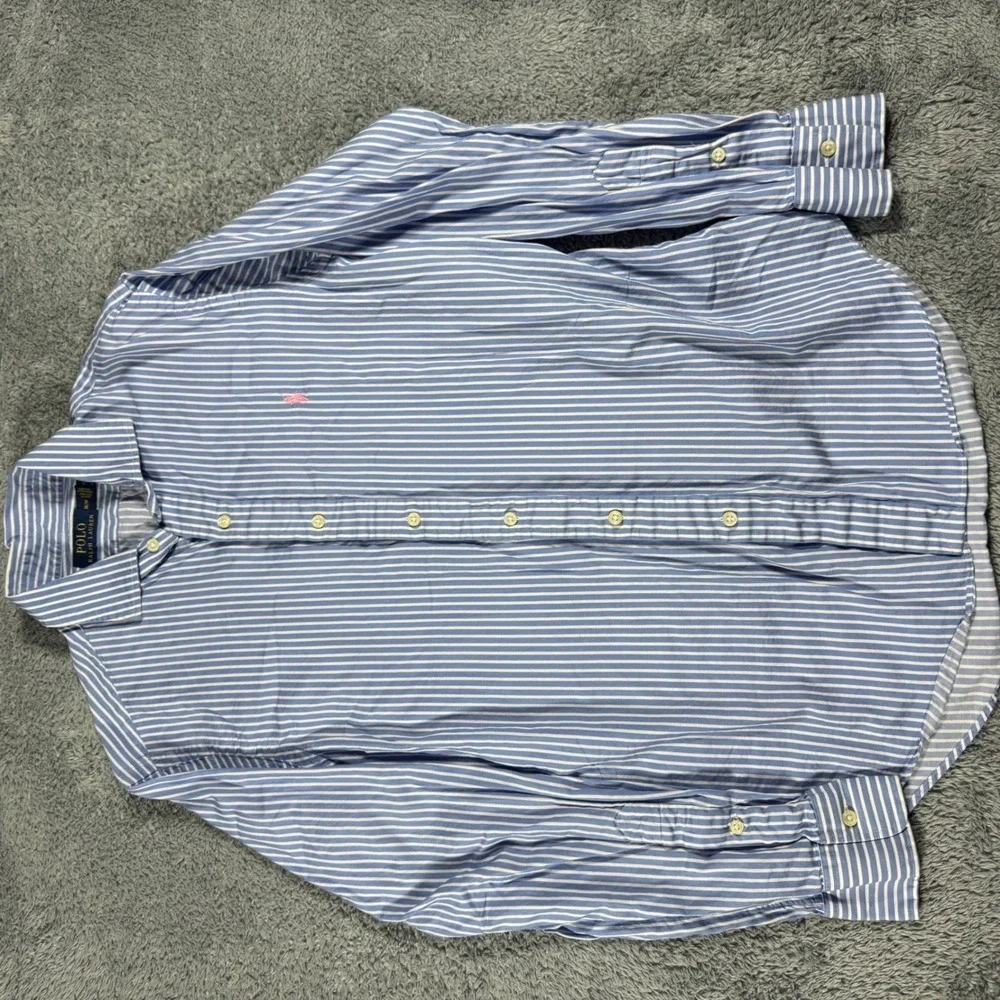 Lot of 2 Polo Ralph Lauren Button Shirts Mens Medium‎ Blue Striped & Plaid Multi